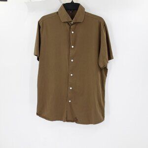 State & Liberty Shirt Mens Medium Cotton Blend Short Sleeve Button Up athletic